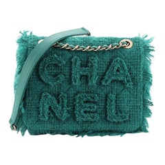 Chanel Giant Logo Flap Bag Quilted Tweed Small