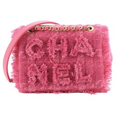 Chanel Giant Logo Flap Bag Quilted Tweed Small