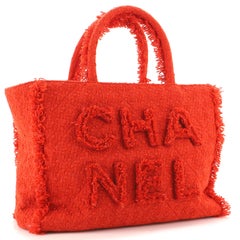 Chanel Giant Logo Shopping Bag Quilted Tweed Medium