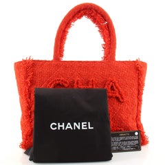 Chanel Giant Logo Shopping Bag Quilted Tweed Medium
