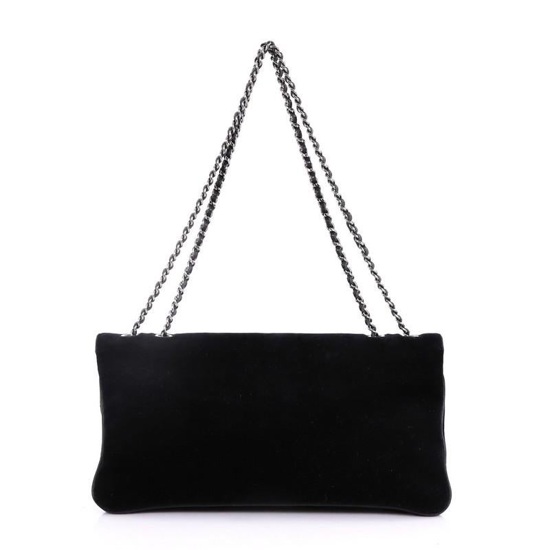 Chanel Giant Mademoiselle Lock Chain Shoulder Bag Velvet Medium In Good Condition In NY, NY