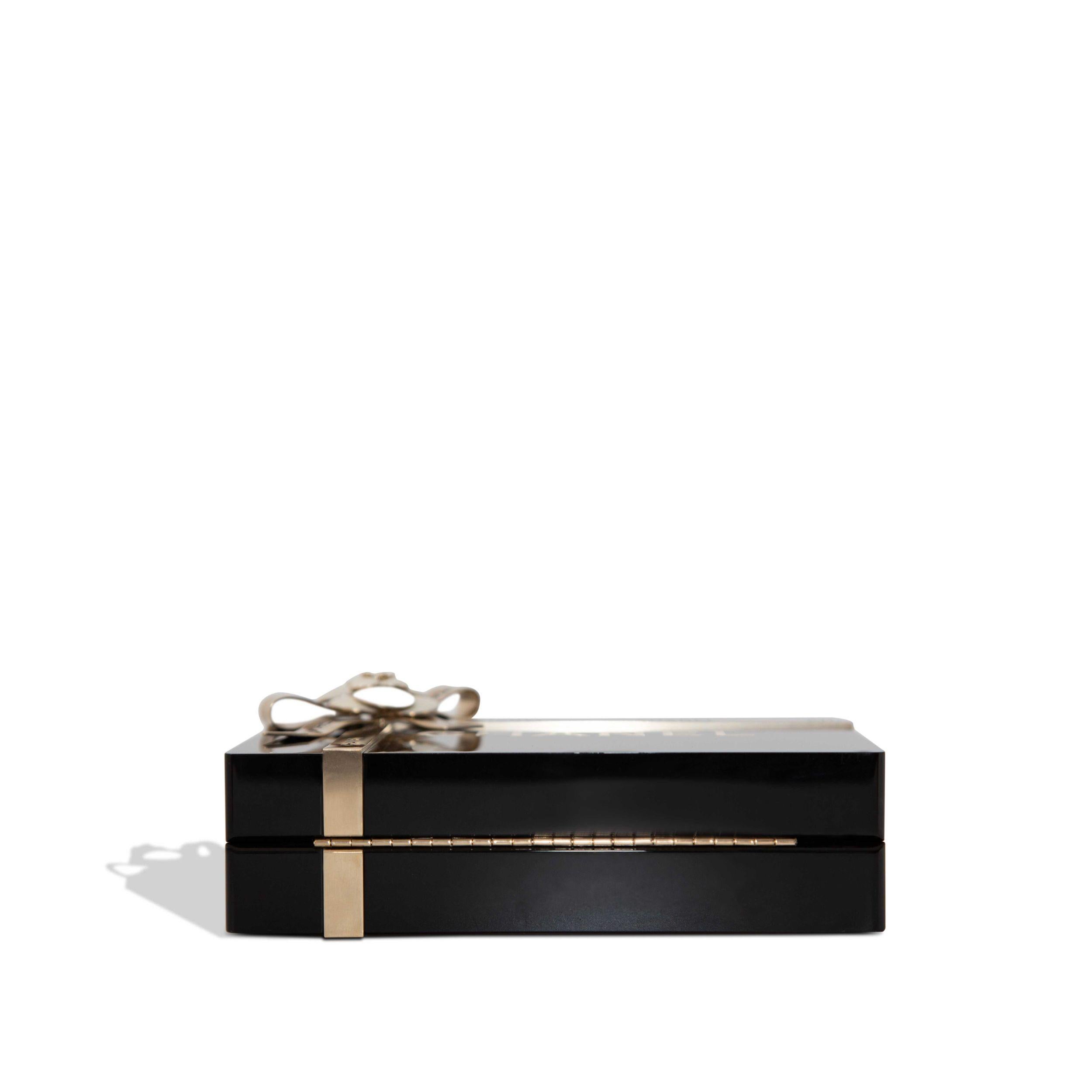 Women's or Men's Chanel Gift Box Minaudière Black Plexiglass GHW For Sale