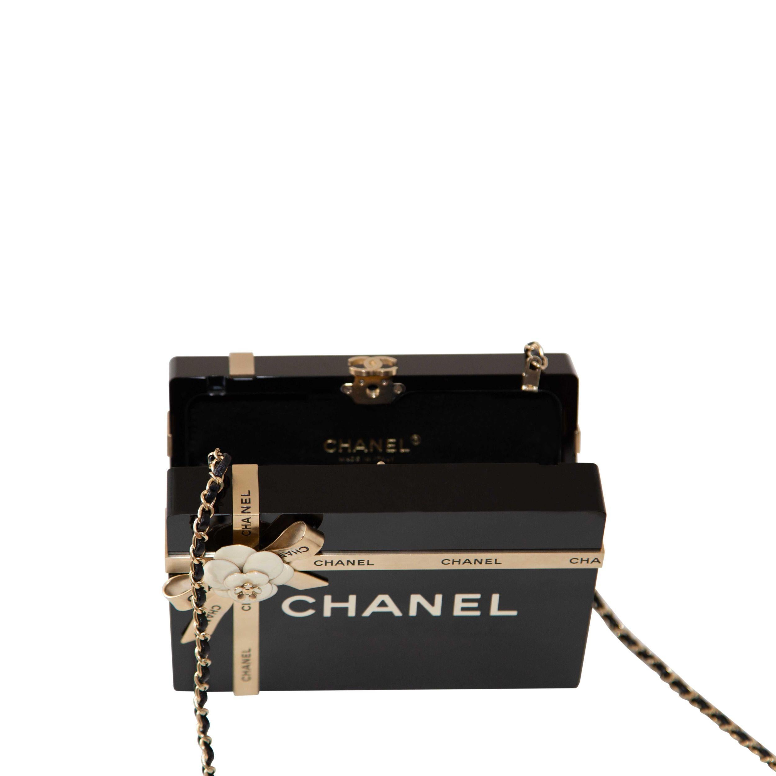 Chanel Gift Box Minaudière Black Plexiglass GHW For Sale 1