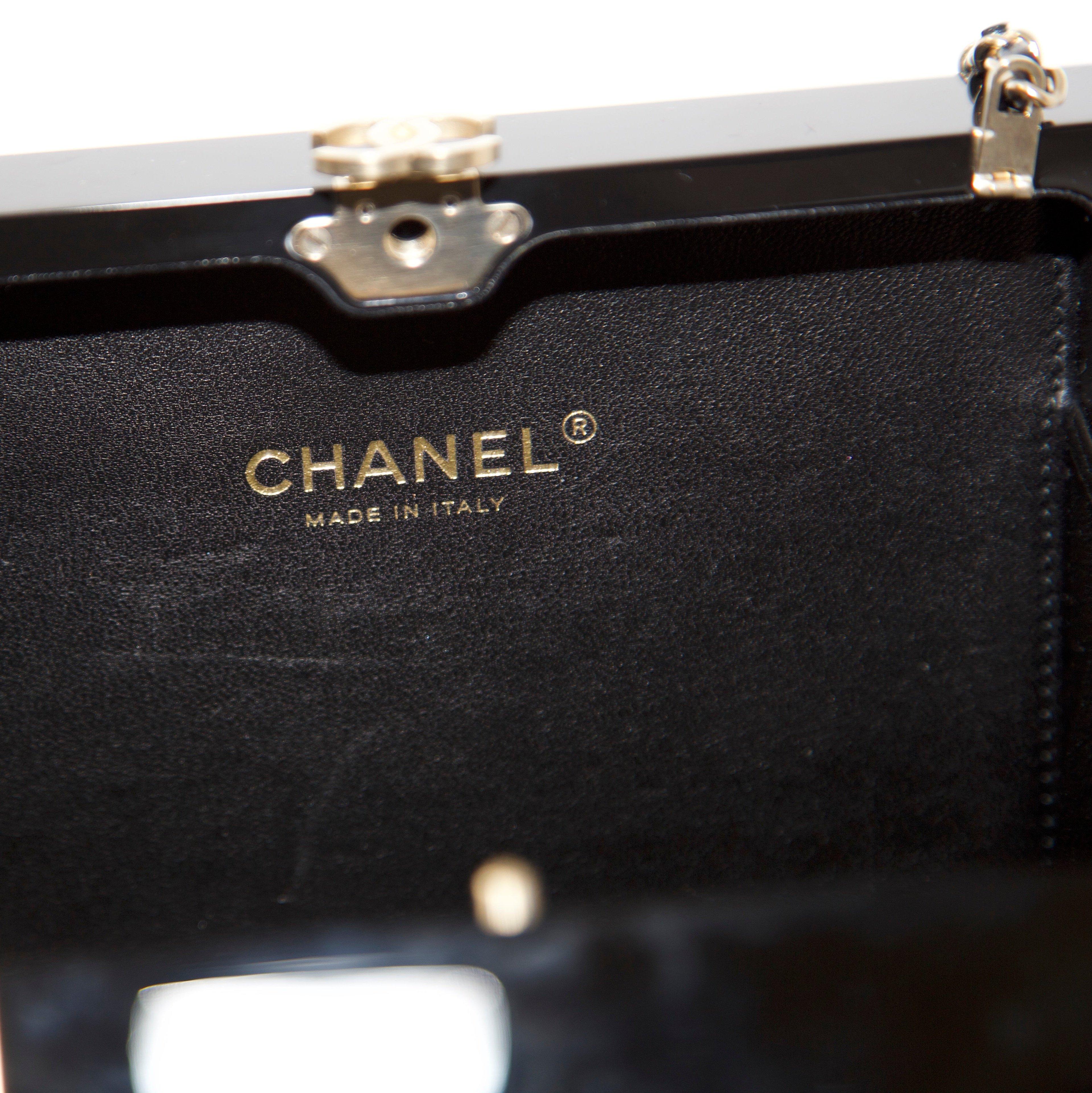 Chanel Gift Box Minaudière Black Plexiglass GHW For Sale 4