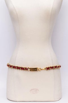 Chanel Gilded Metal and Red Leather Belt