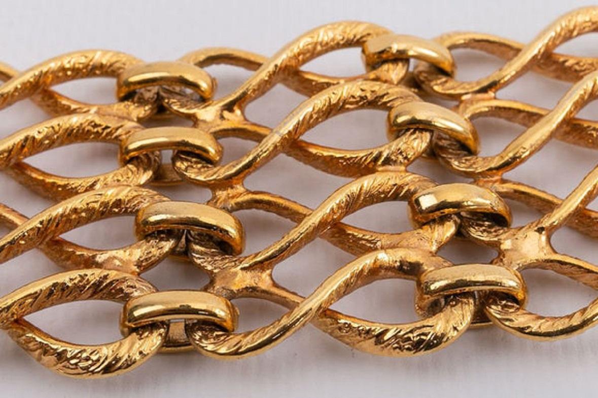 Chanel Gilded Metal Articulated Bracelet For Sale 2