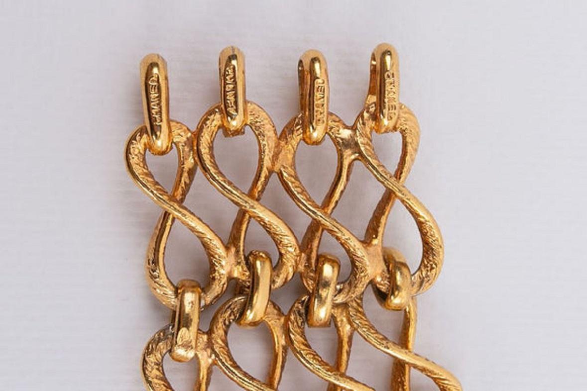 Chanel Gilded Metal Articulated Bracelet For Sale 3