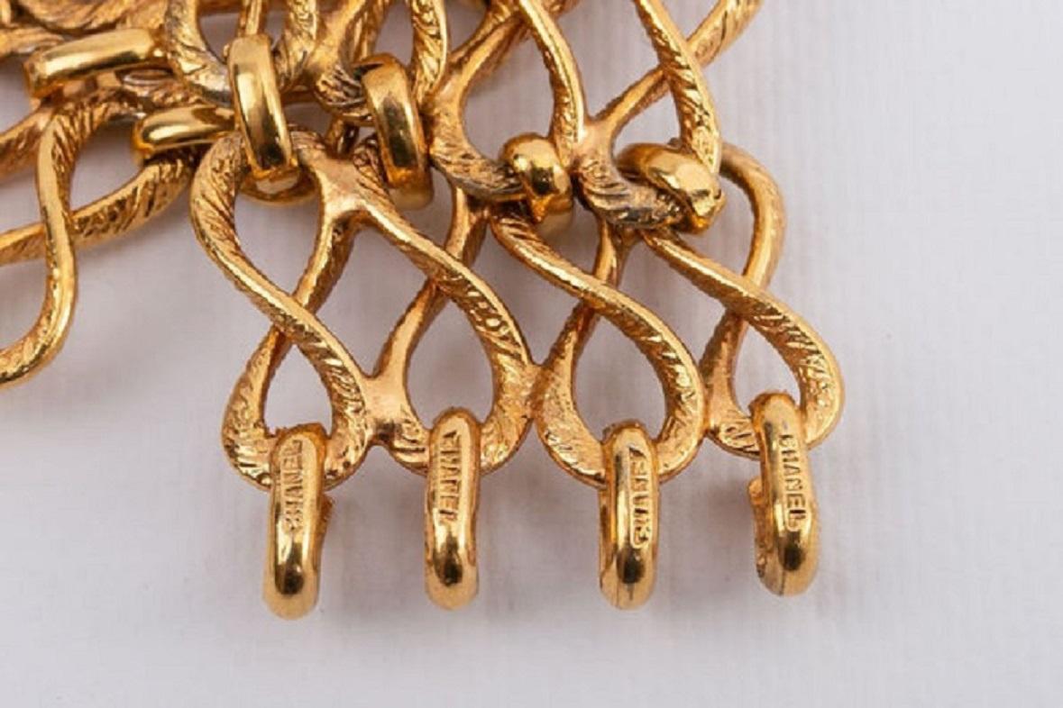 Chanel Gilded Metal Articulated Bracelet For Sale 4