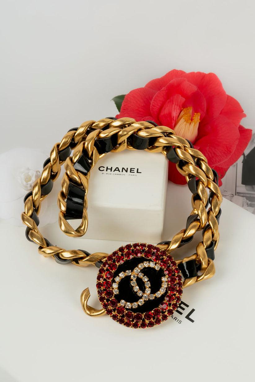 Chanel Gilded Metal, Patent Leather and Strass Belt, 1995 6