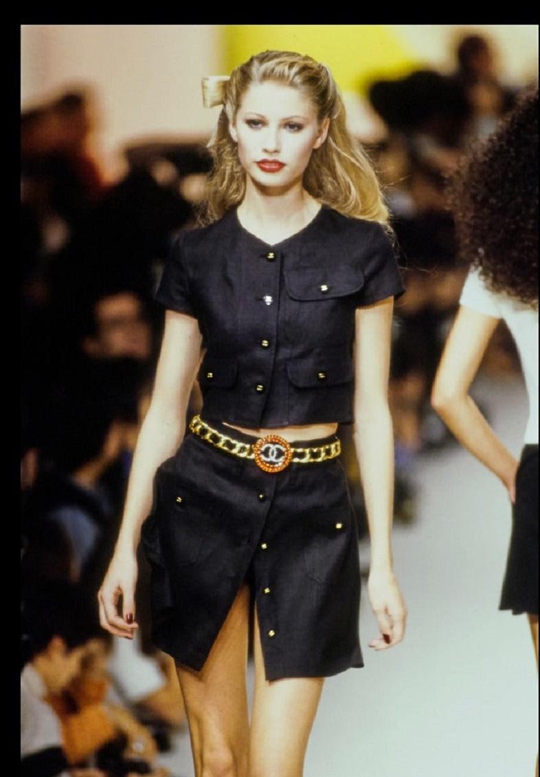 Chanel Gilded Metal, Patent Leather and Strass Belt, 1995 7