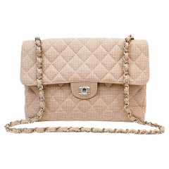 Chanel Gingham Fabric Maxi Flap Bag 