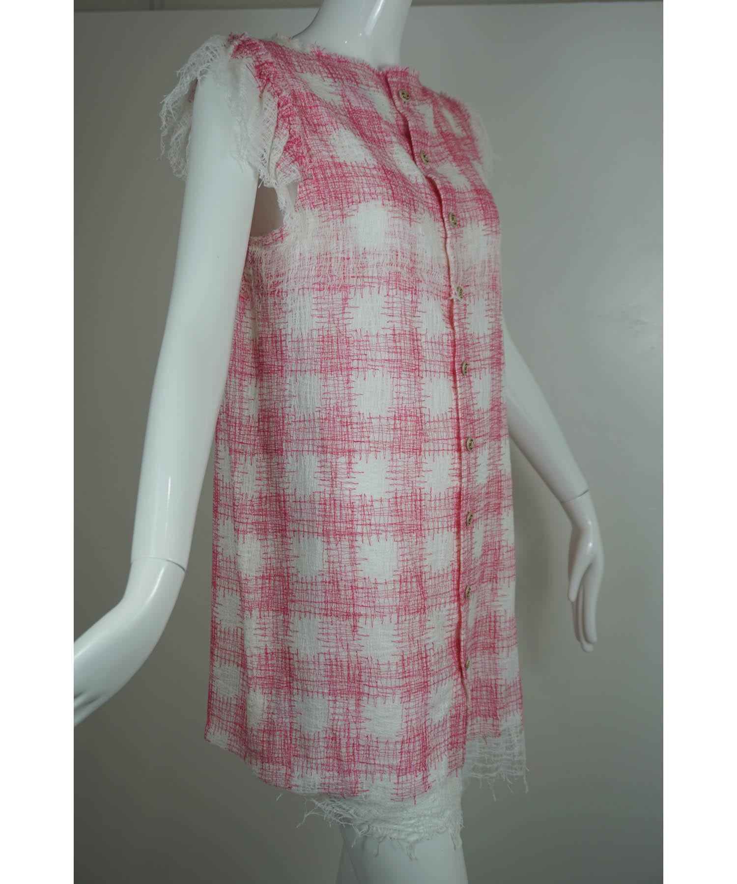 Women's Chanel Gingham Tweed Sheath Dress 42/10 2011 For Sale