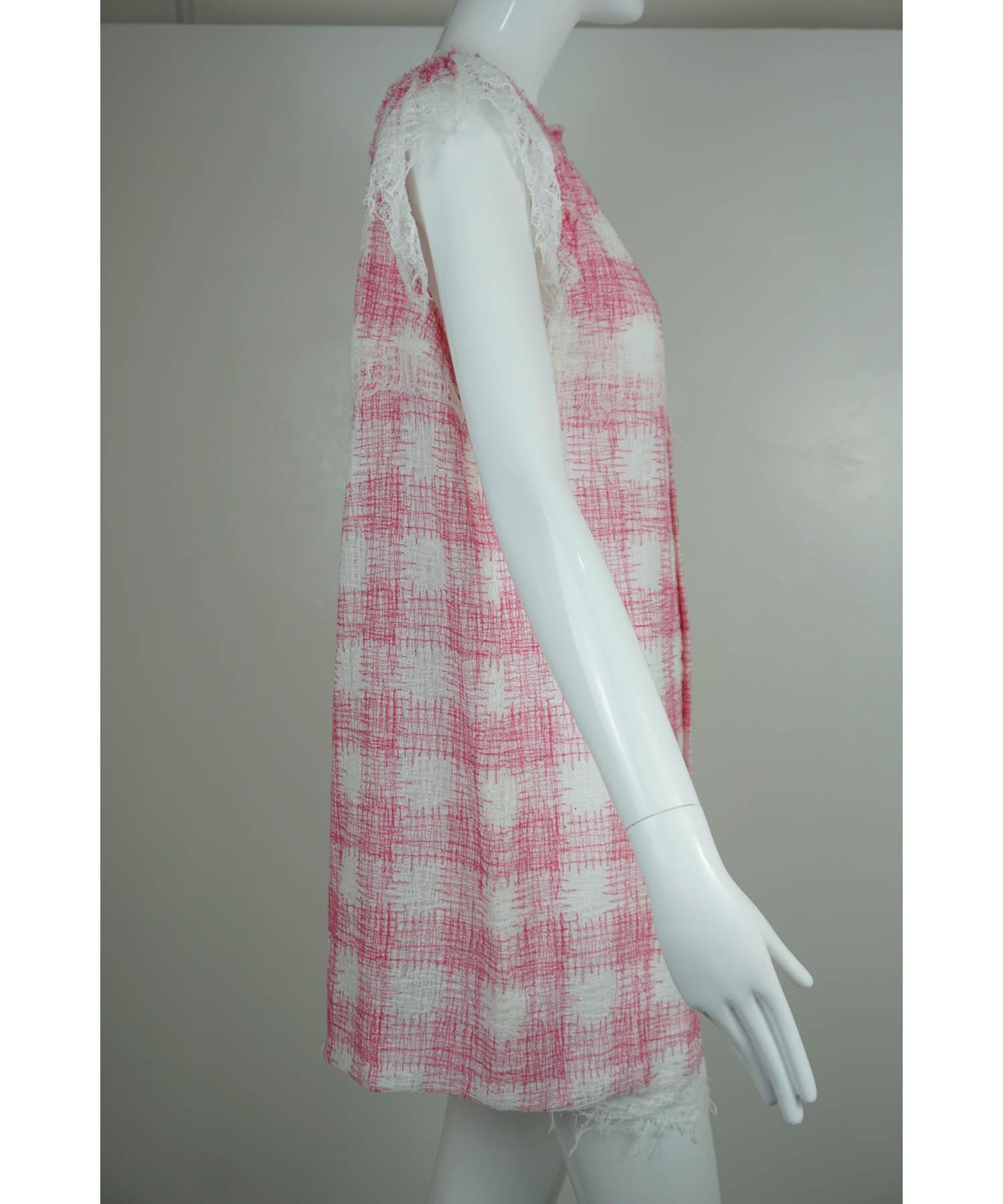 Chanel Gingham Tweed Sheath Dress 42/10 2011 For Sale 1
