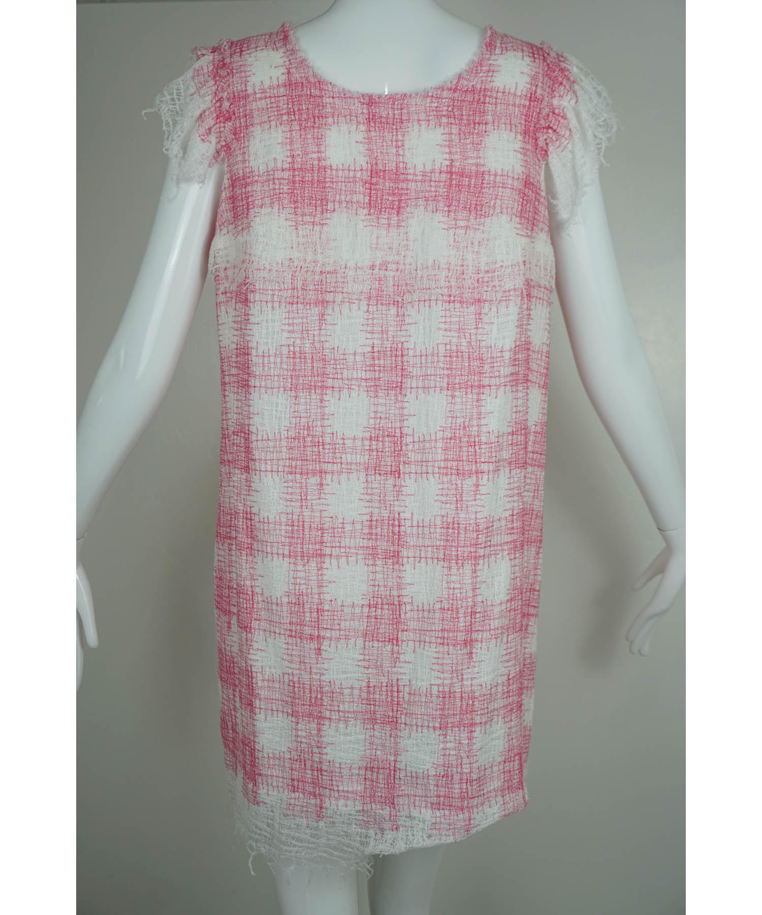Chanel Gingham Tweed Sheath Dress 42/10 2011 For Sale 2