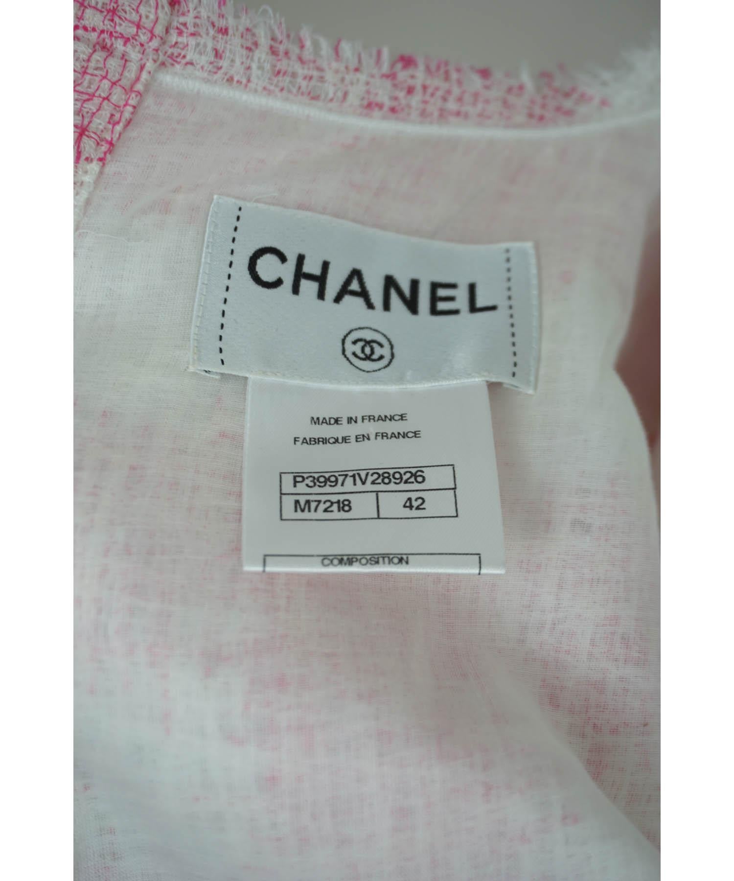 Chanel Gingham Tweed Sheath Dress 42/10 2011 For Sale 4
