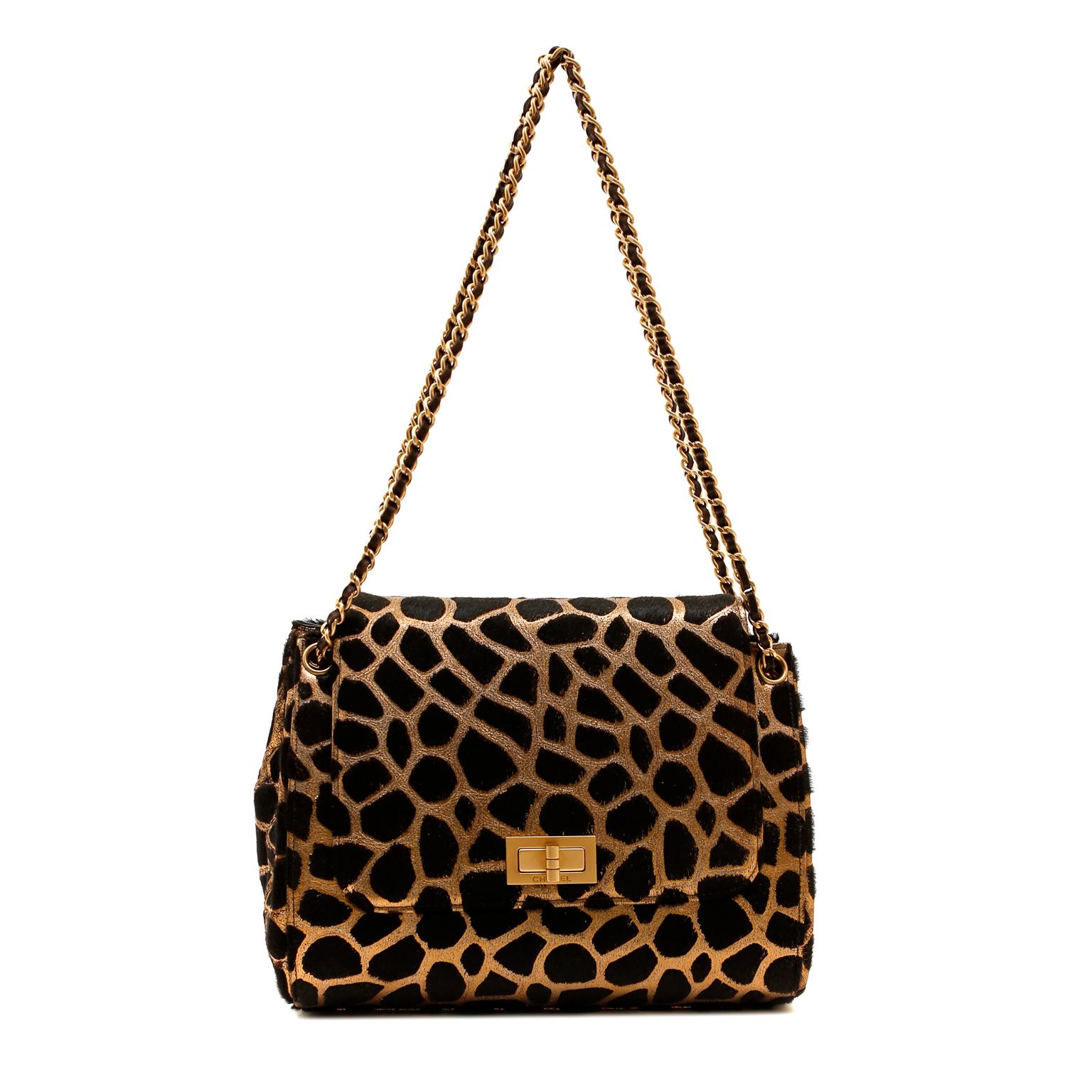 Chanel Giraffe Pattern Calf Hair Flap Bag Ltd. Ed. In Excellent Condition For Sale In Palm Beach, FL