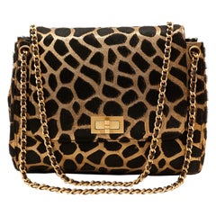 Vintage Chanel Giraffe Pattern Calf Hair Flap Bag Ltd. Ed.