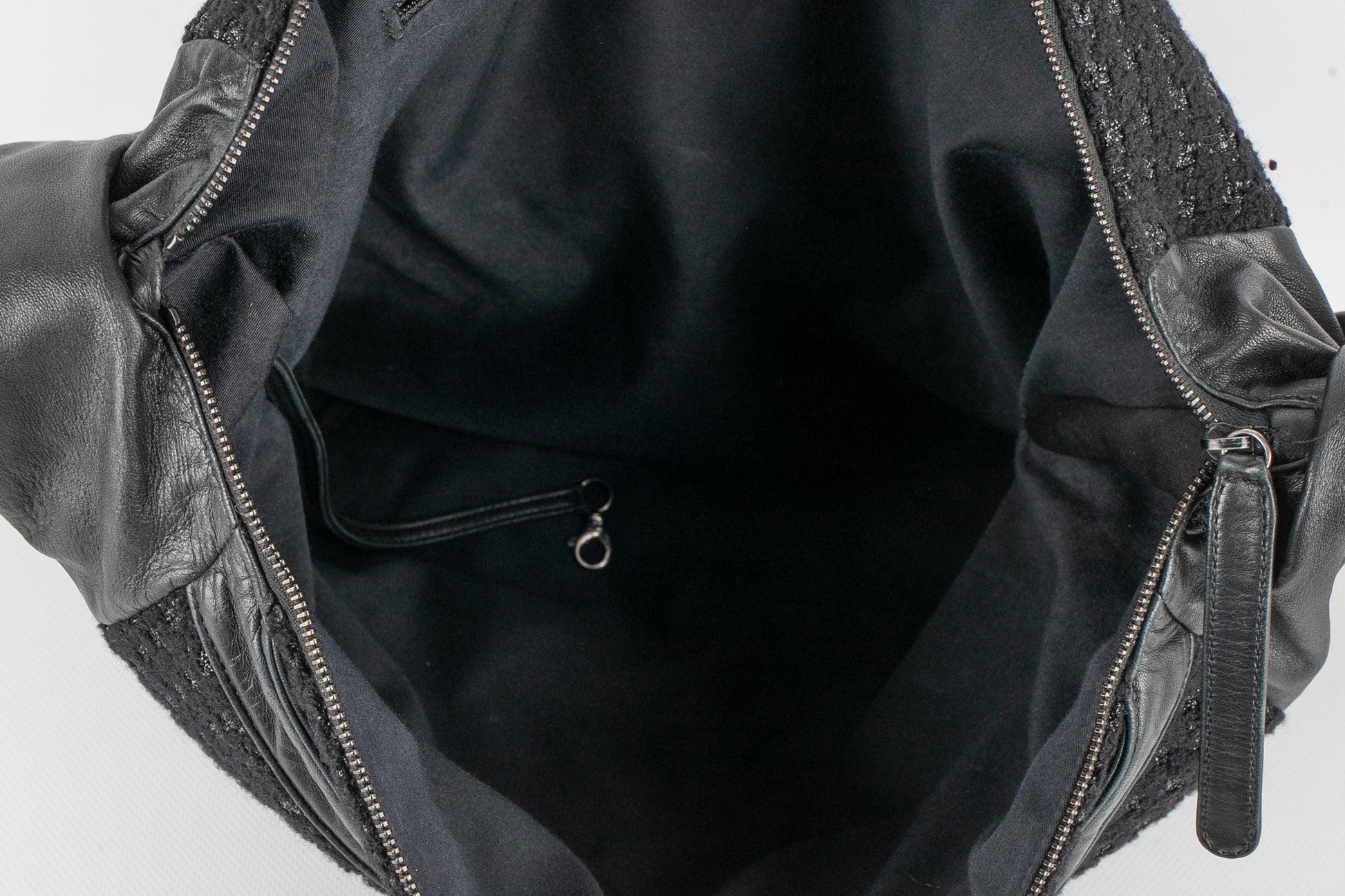 Chanel Girl Bag with Black Tweed, Lurex and Lamb Leather, 2014 For Sale 9
