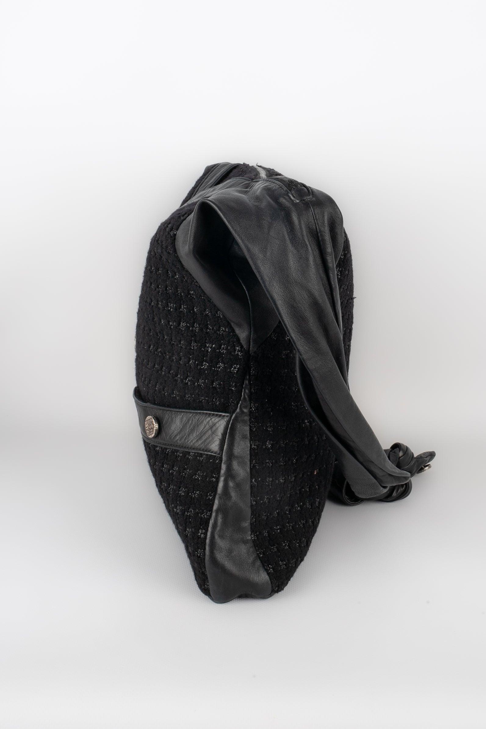 Women's Chanel Girl Bag with Black Tweed, Lurex and Lamb Leather, 2014 For Sale