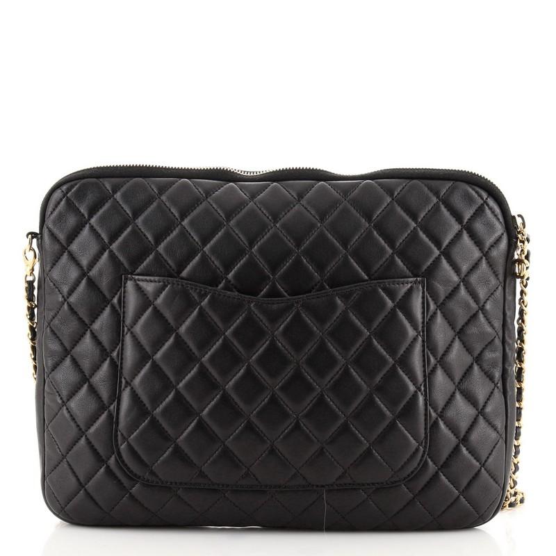 Black Chanel Girl Clutch on Chain Quilted Lambskin Medium