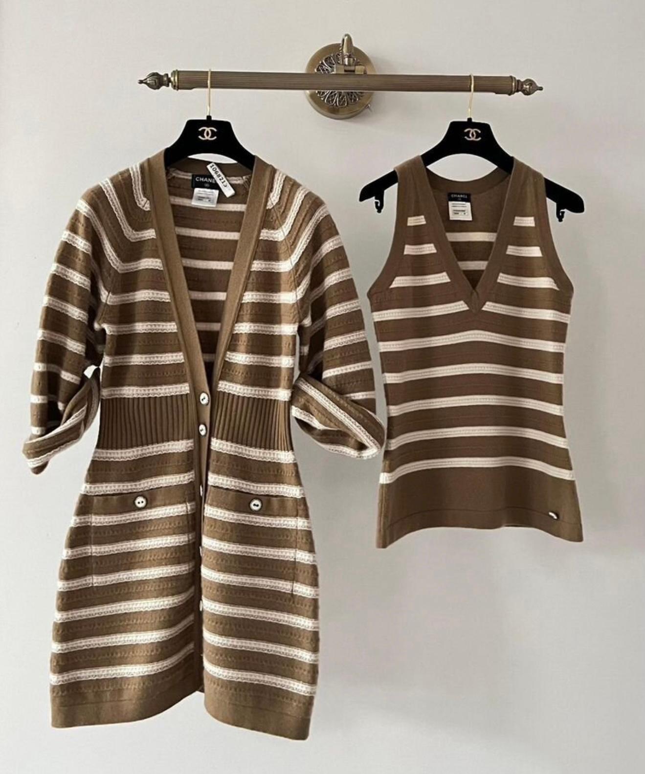 Chanel Stile Gisele Bundchen Ensemble beige in cashmere 38 Fr. 5