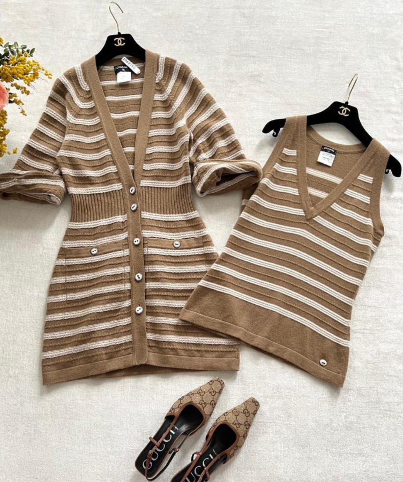 Chanel Stile Gisele Bundchen Ensemble beige in cashmere 38 Fr. 8