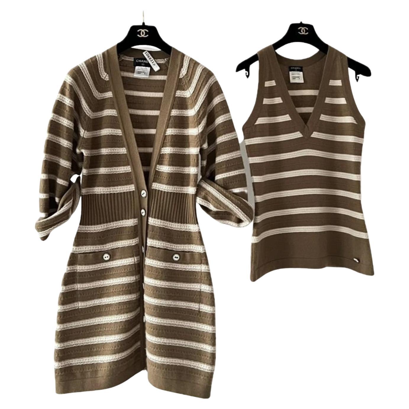Ensemble Chanel style Gisele Bundchen en cachemire beige 38 Fr
