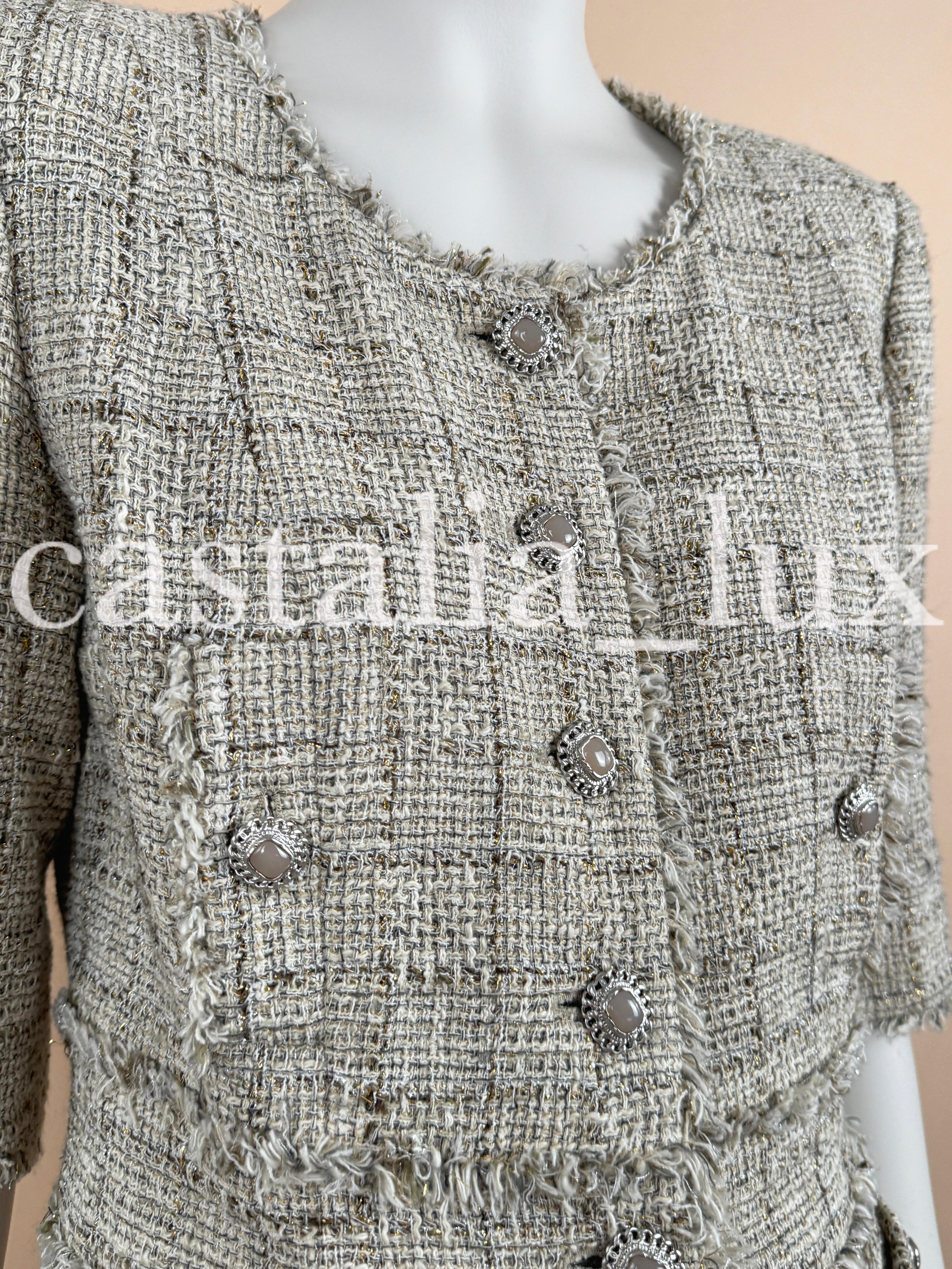Chanel Gisele Bundchen Style Jewel Buttons Tweed Suit For Sale 7