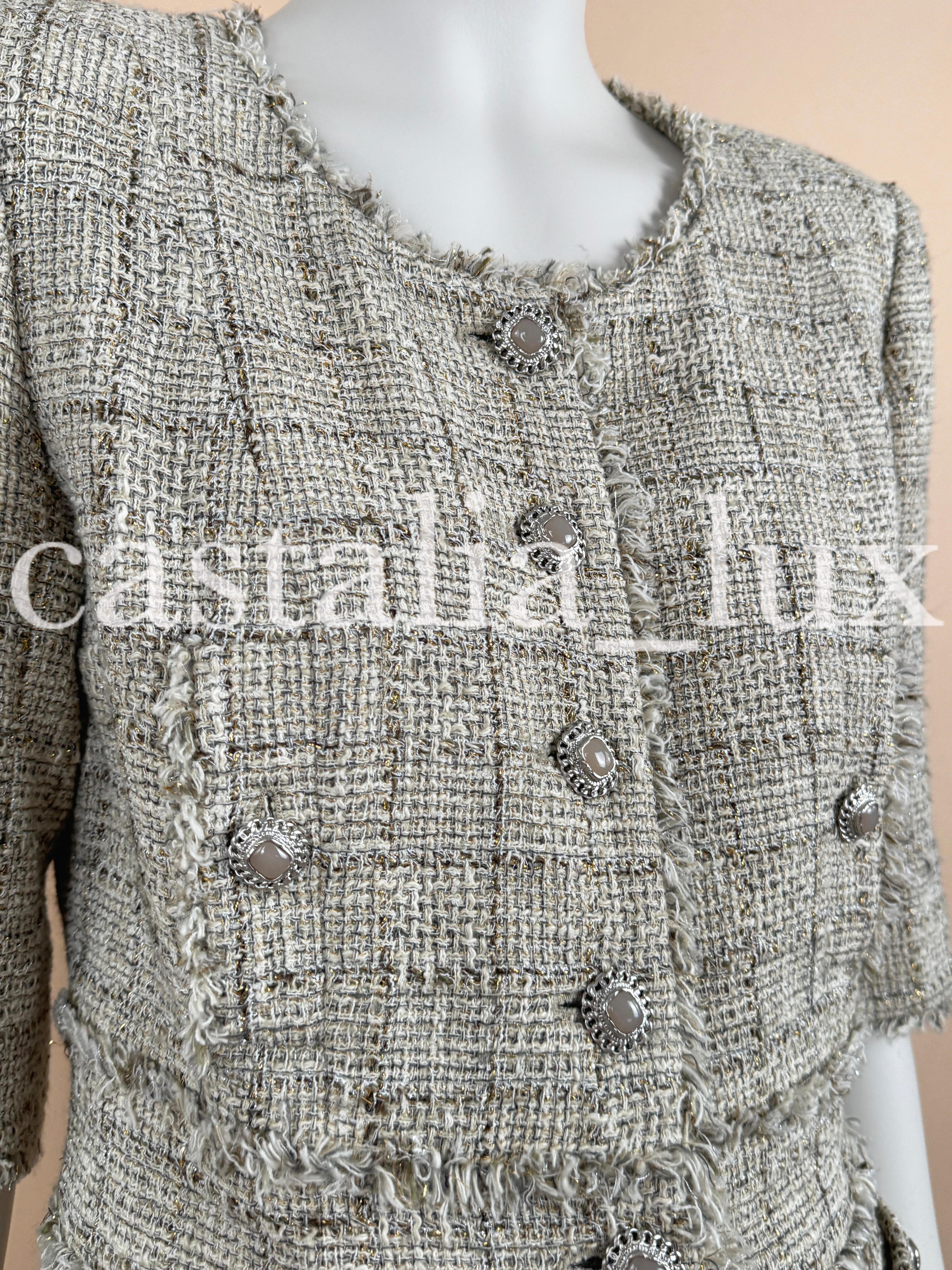 Chanel Gisele Bundchen Style Jewel Buttons Tweed Suit 6