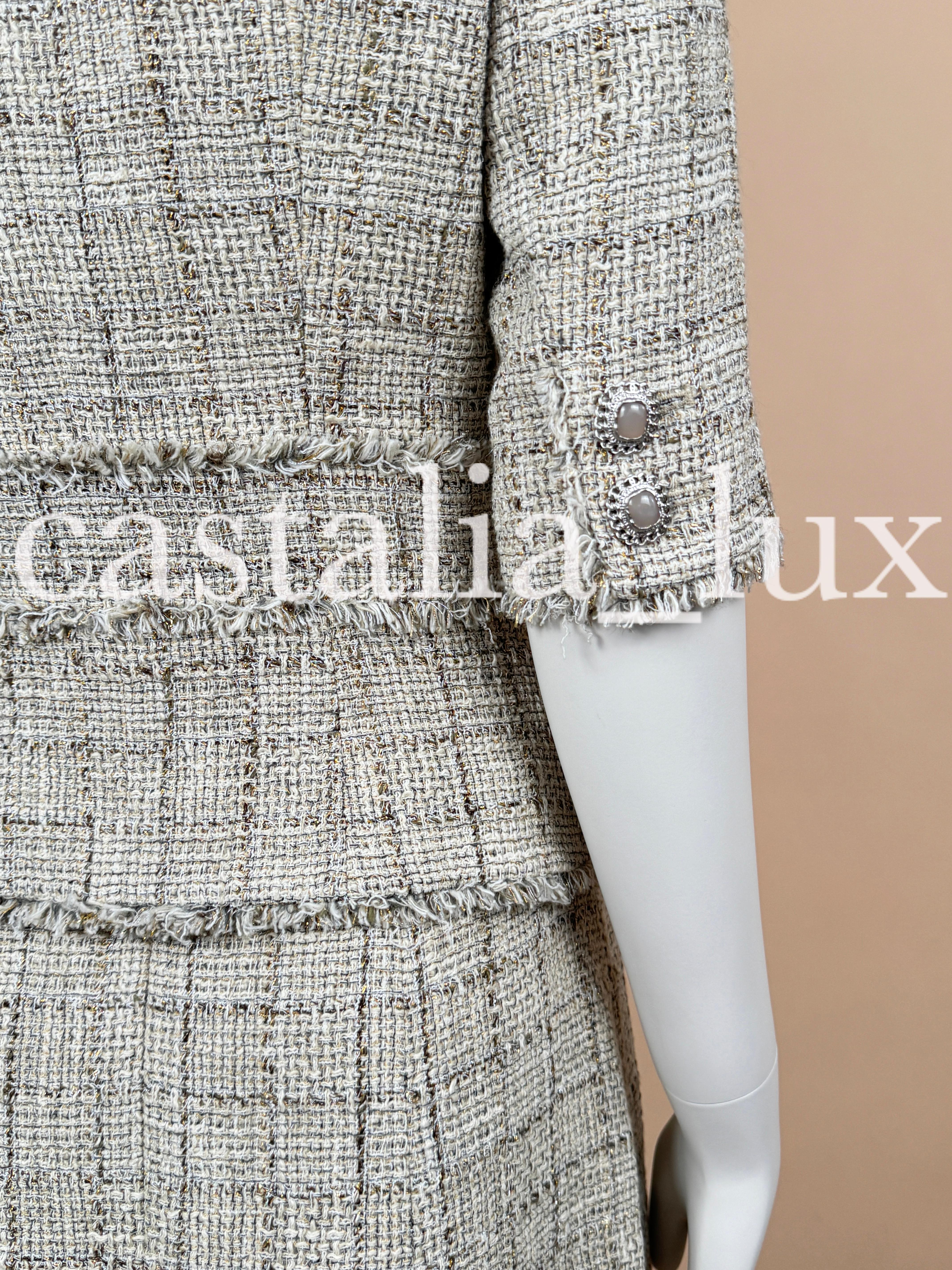 Chanel Gisele Bundchen Style Jewel Buttons Tweed Suit For Sale 10