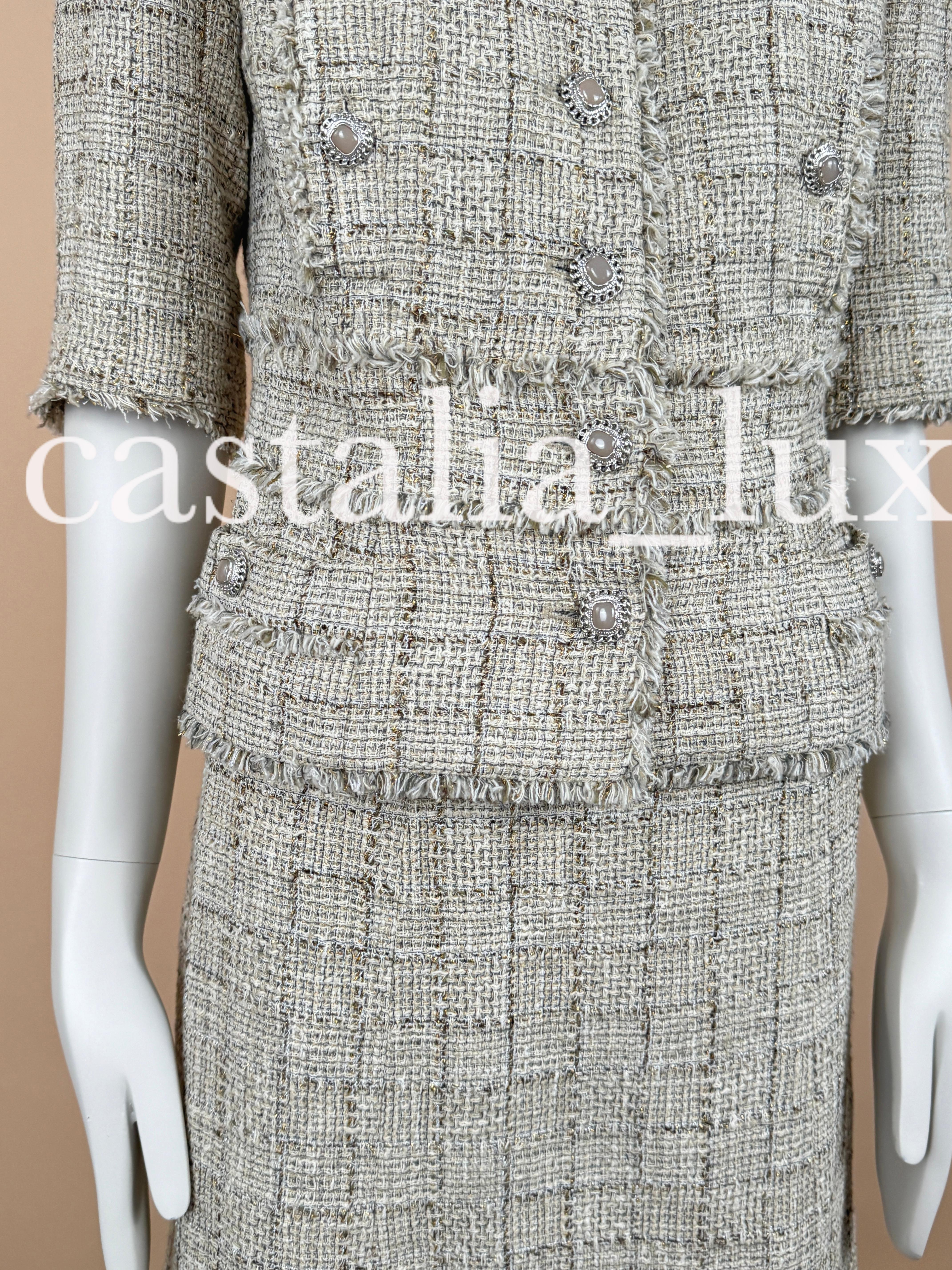 Chanel Gisele Bundchen Style Jewel Buttons Tweed Suit For Sale 11