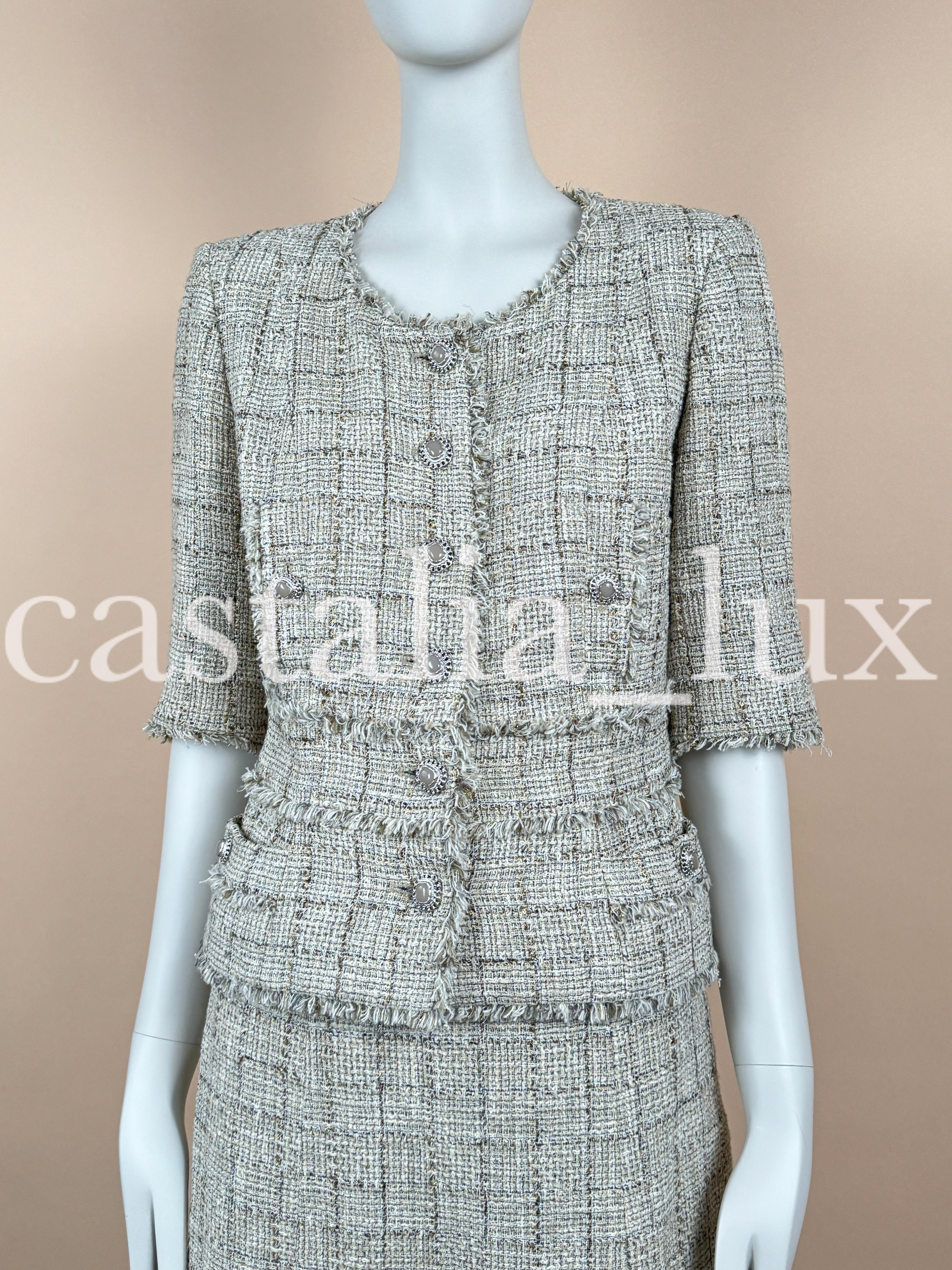 Chanel Gisele Bundchen Style Jewel Buttons Tweed Suit For Sale 12