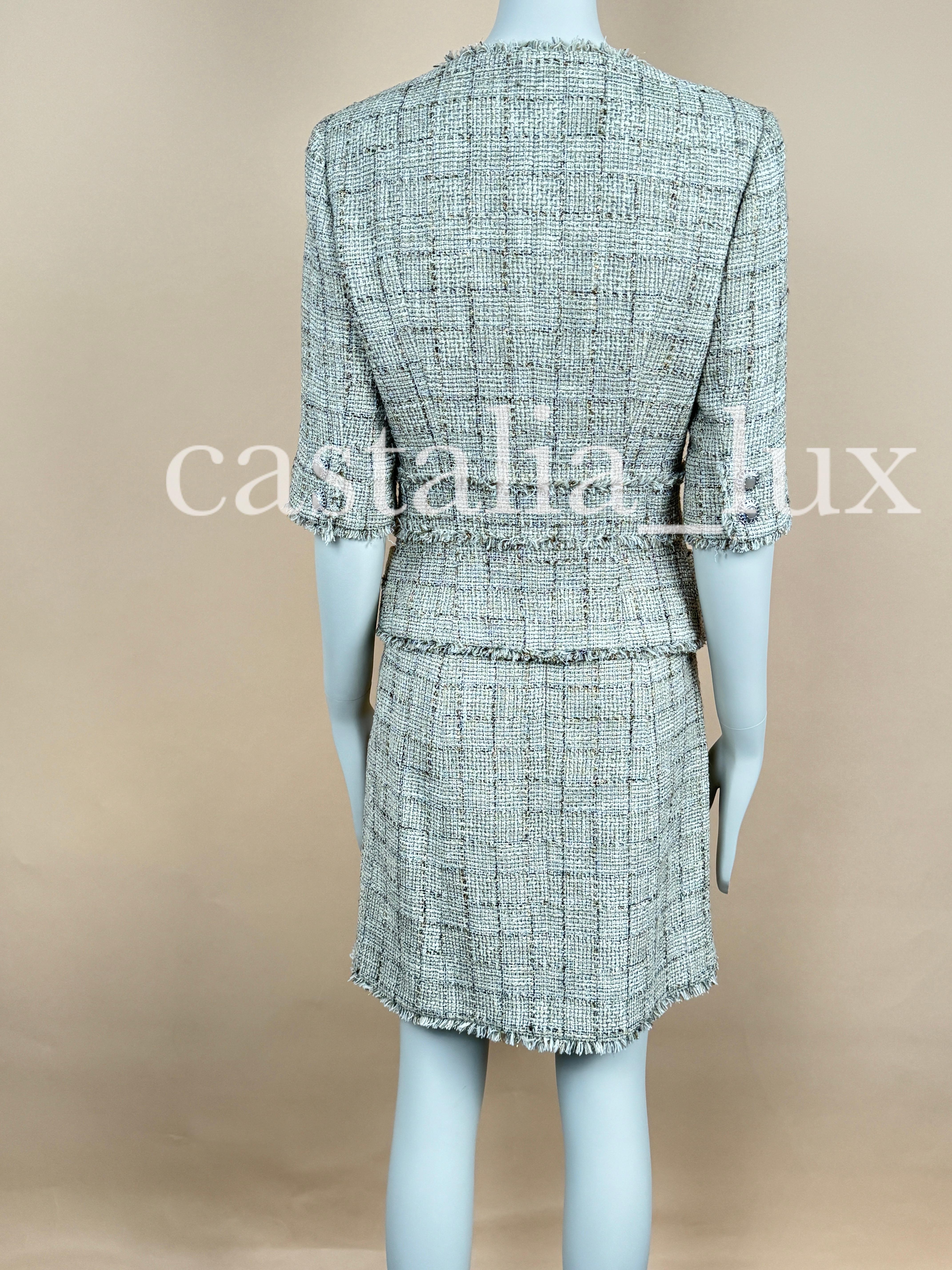 Chanel Gisele Bundchen Style Jewel Buttons Tweed Suit For Sale 13