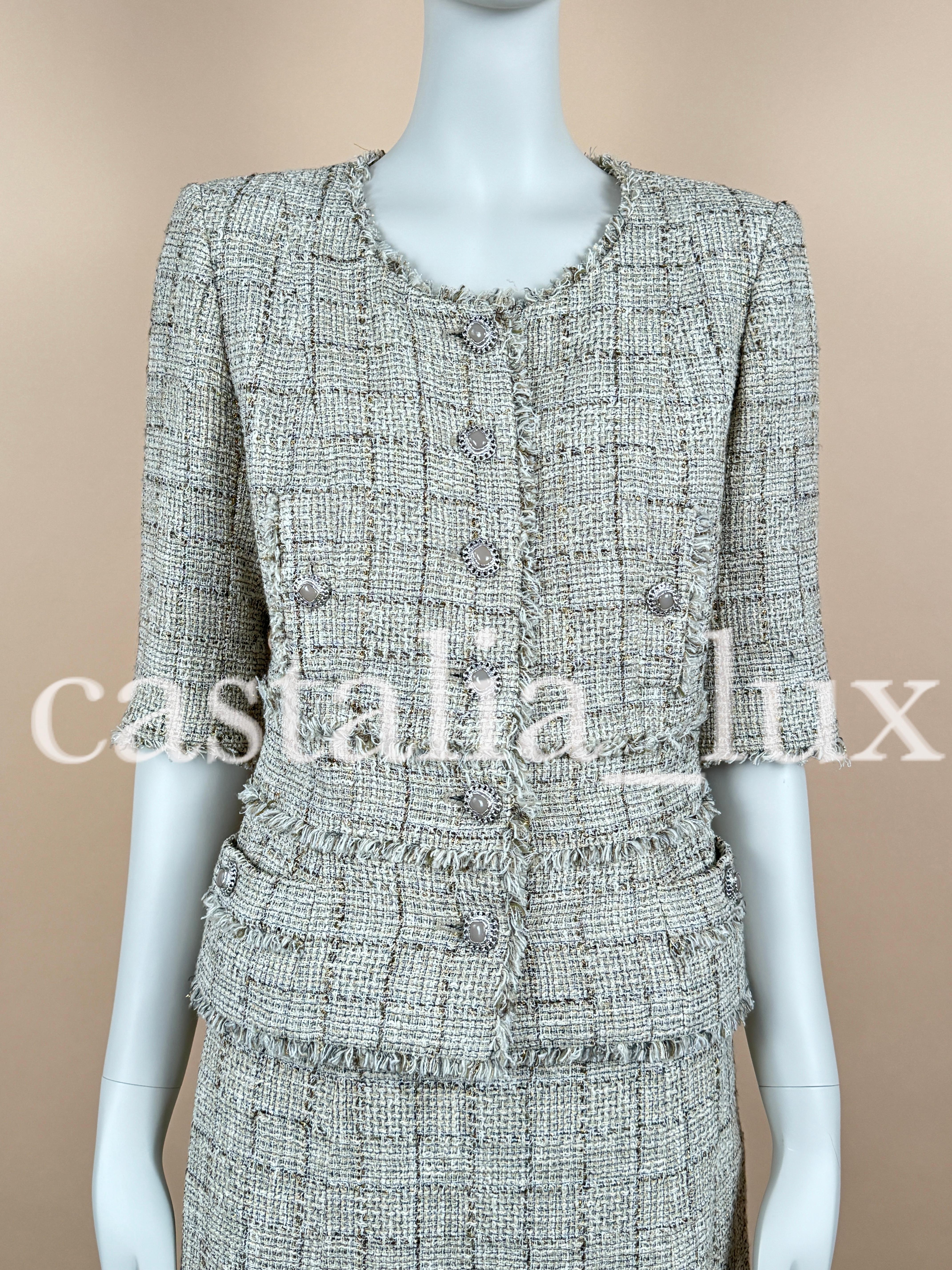 Chanel Gisele Bundchen Style Jewel Buttons Tweed Suit 3