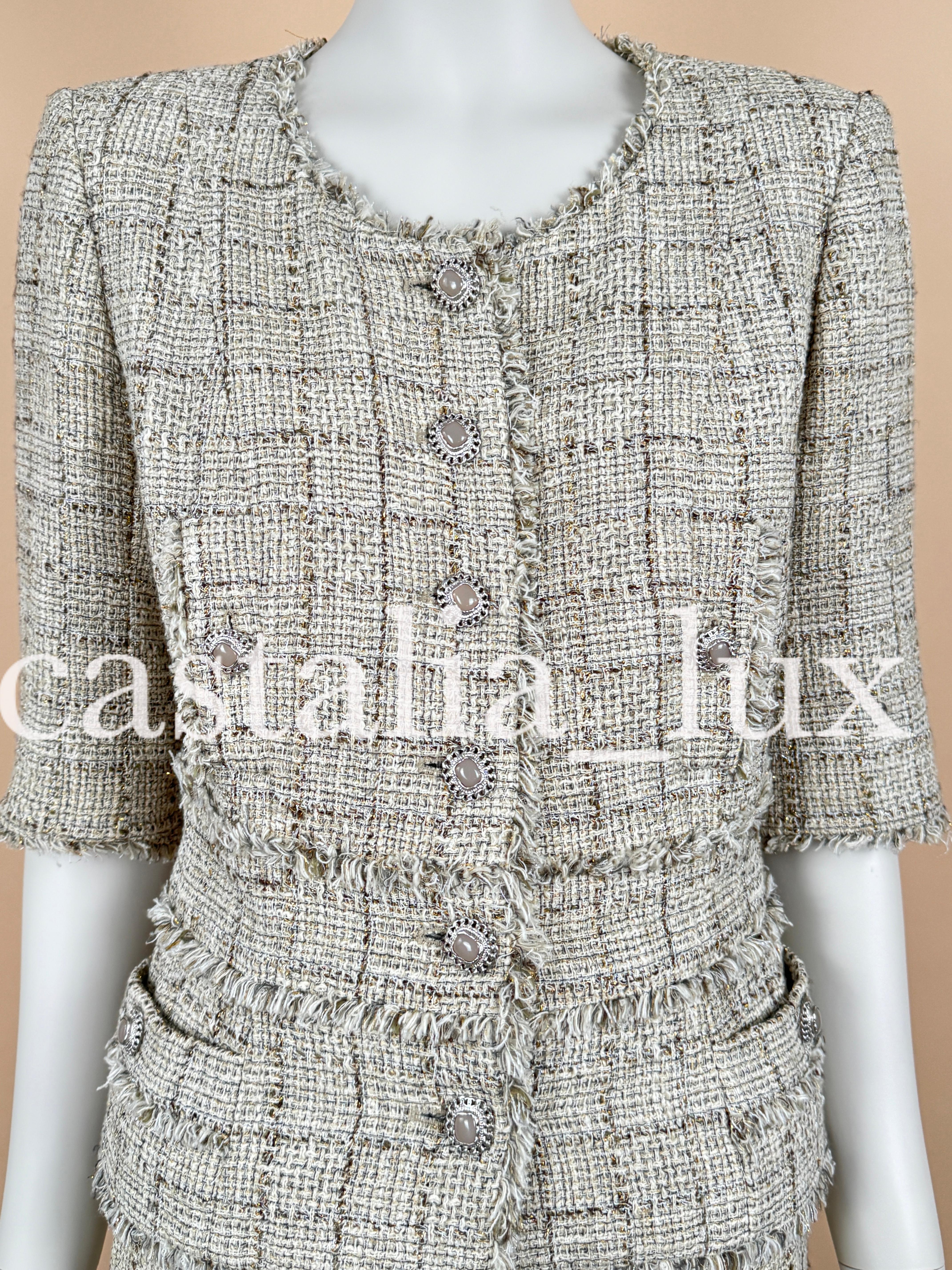Chanel Gisele Bundchen Style Jewel Buttons Tweed Suit For Sale 5
