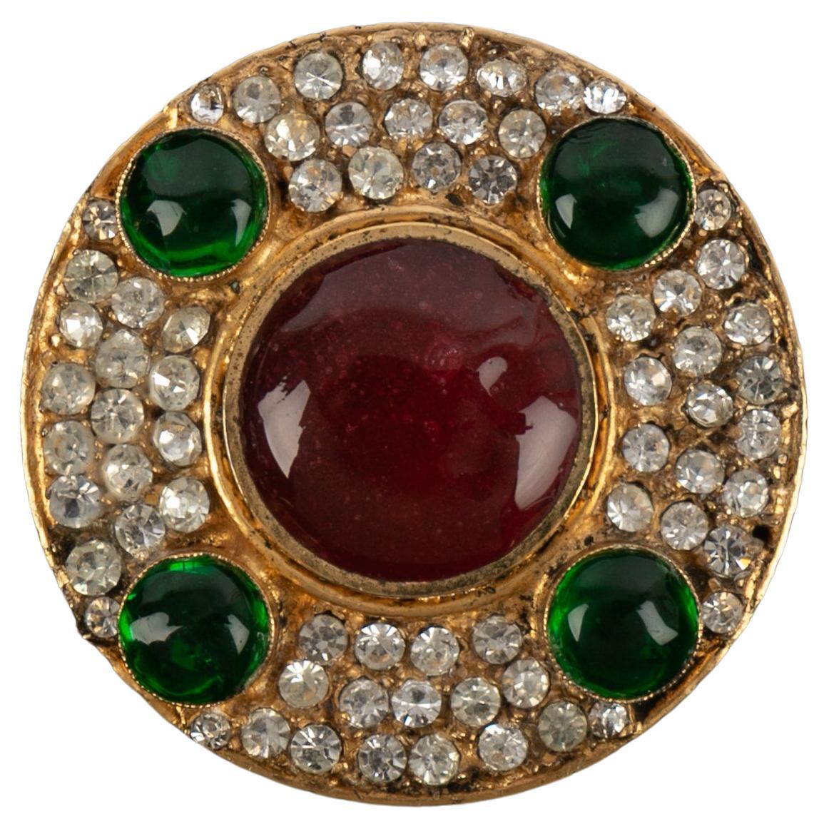 Broche Chanel de pasta de vidrio