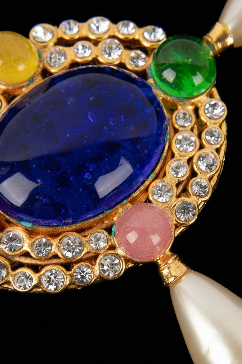 Chanel Glass Paste Impressive Brooch For Sale 2