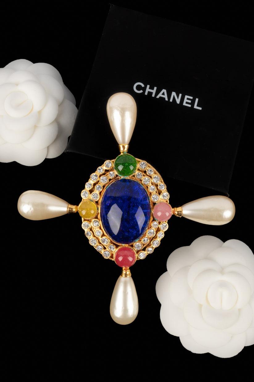 Chanel Glass Paste Impressive Brooch For Sale 4