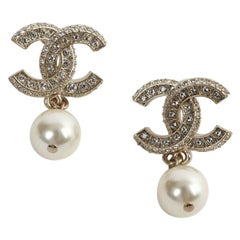 Chanel Glass Pearl Stud Earrings