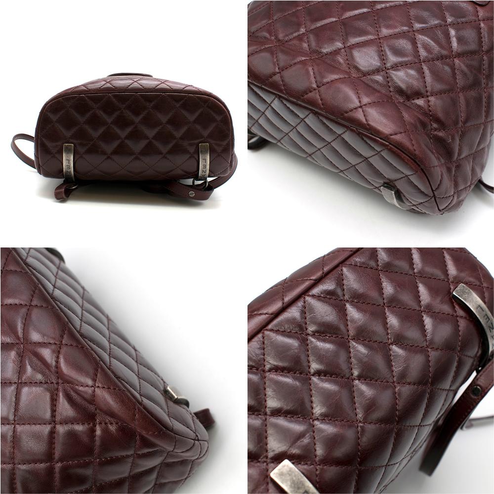 Chanel Glazed Calfskin Quilted Salzburg Backpack in Burgundy In Excellent Condition For Sale In London, GB
