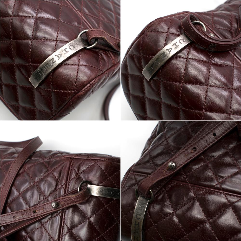 Women's or Men's Chanel Glazed Calfskin Quilted Salzburg Backpack in Burgundy For Sale