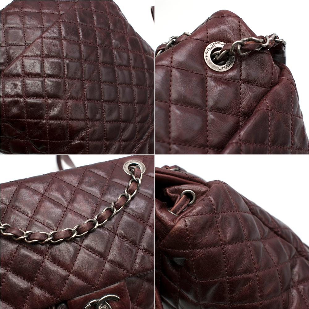 Chanel Glazed Calfskin Quilted Salzburg Backpack in Burgundy For Sale 1
