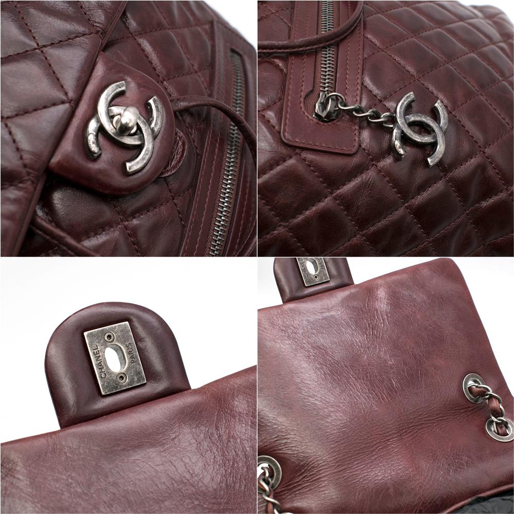 Chanel Glazed Calfskin Quilted Salzburg Backpack in Burgundy For Sale 2