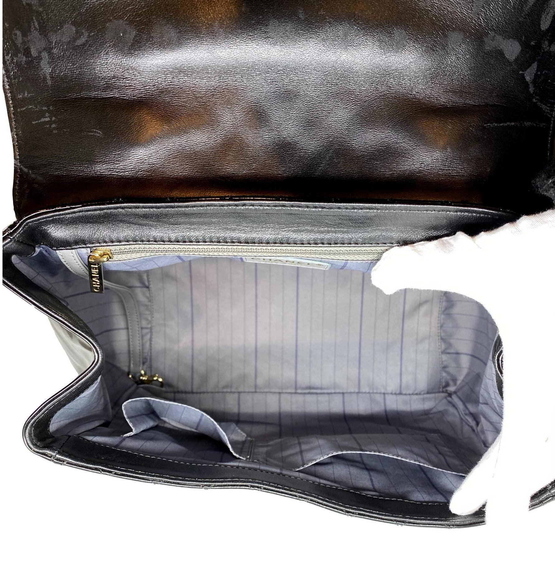 Chanel Umhängetasche aus glasiertem Lammleder:: gesteppt:: Mademoiselle Kelly Top Handle:: 2009. 5