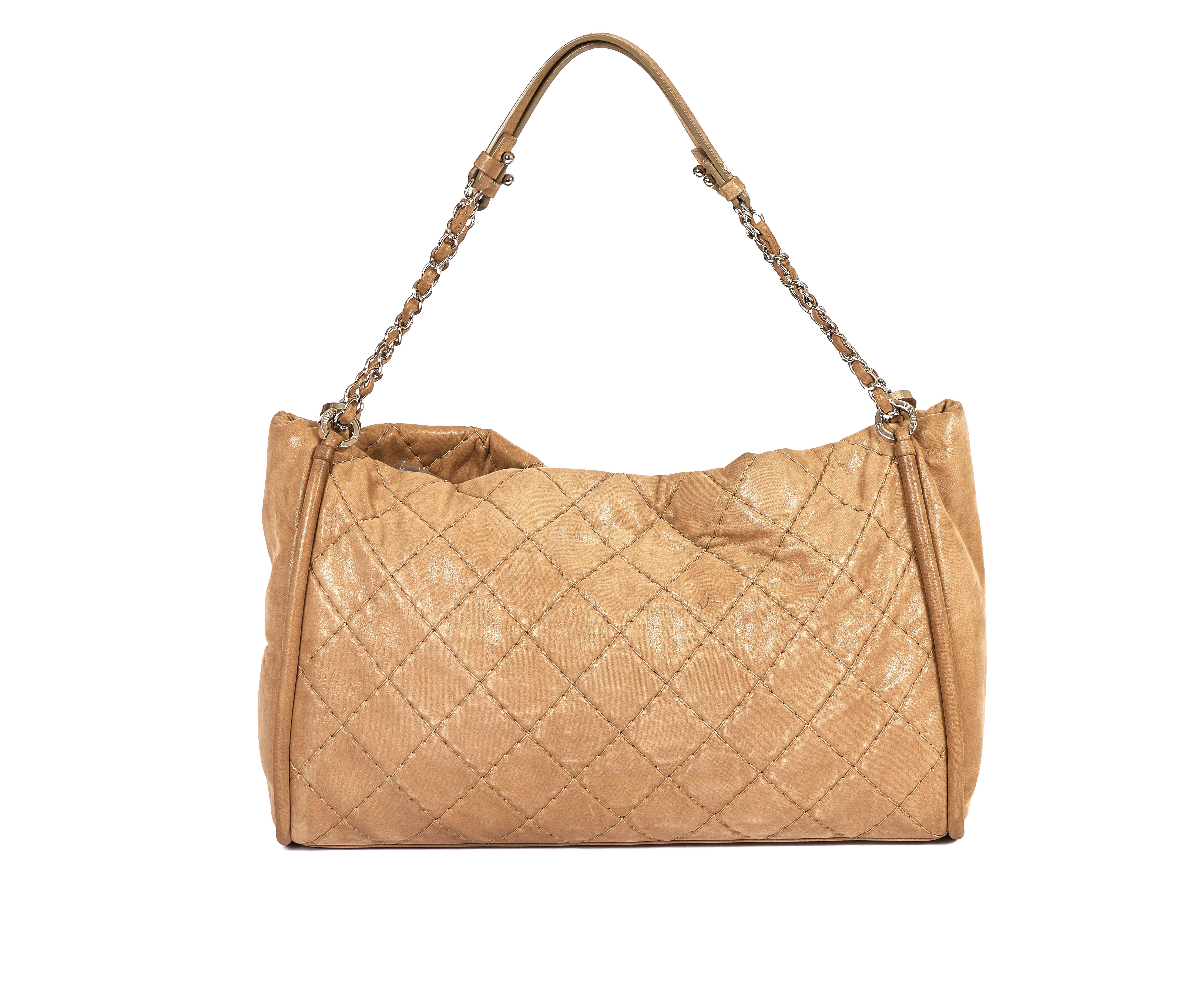 Chanel Glazed Nabuk Beige Shoulder Bag  In Good Condition In West Hollywood, CA