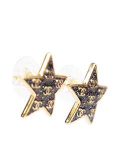 Chanel Glitter CC Logo Star Earrings