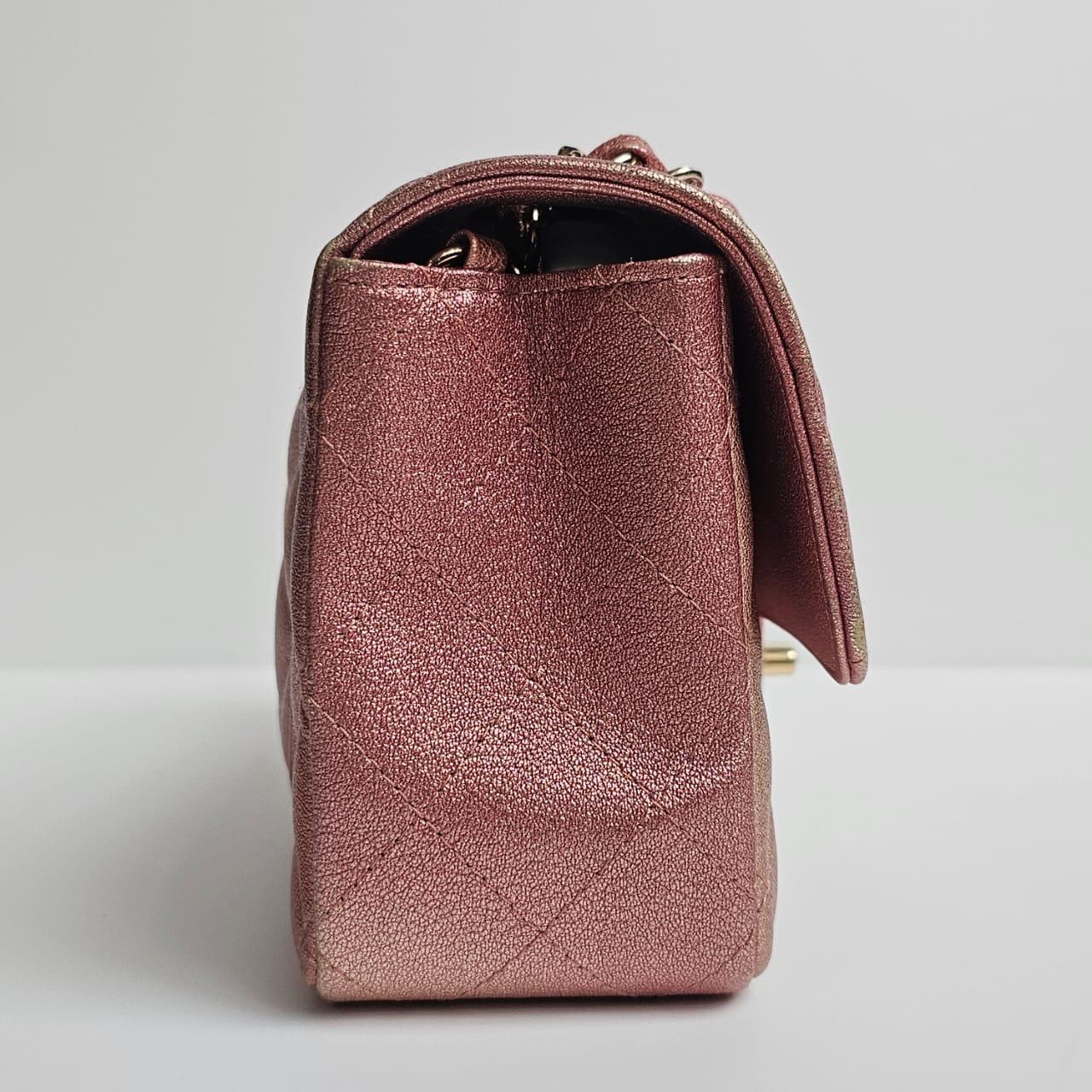Chanel Glitter Ombre Pink Orange Lambskin Quilted Mini Rectangle Flap Bag For Sale 7