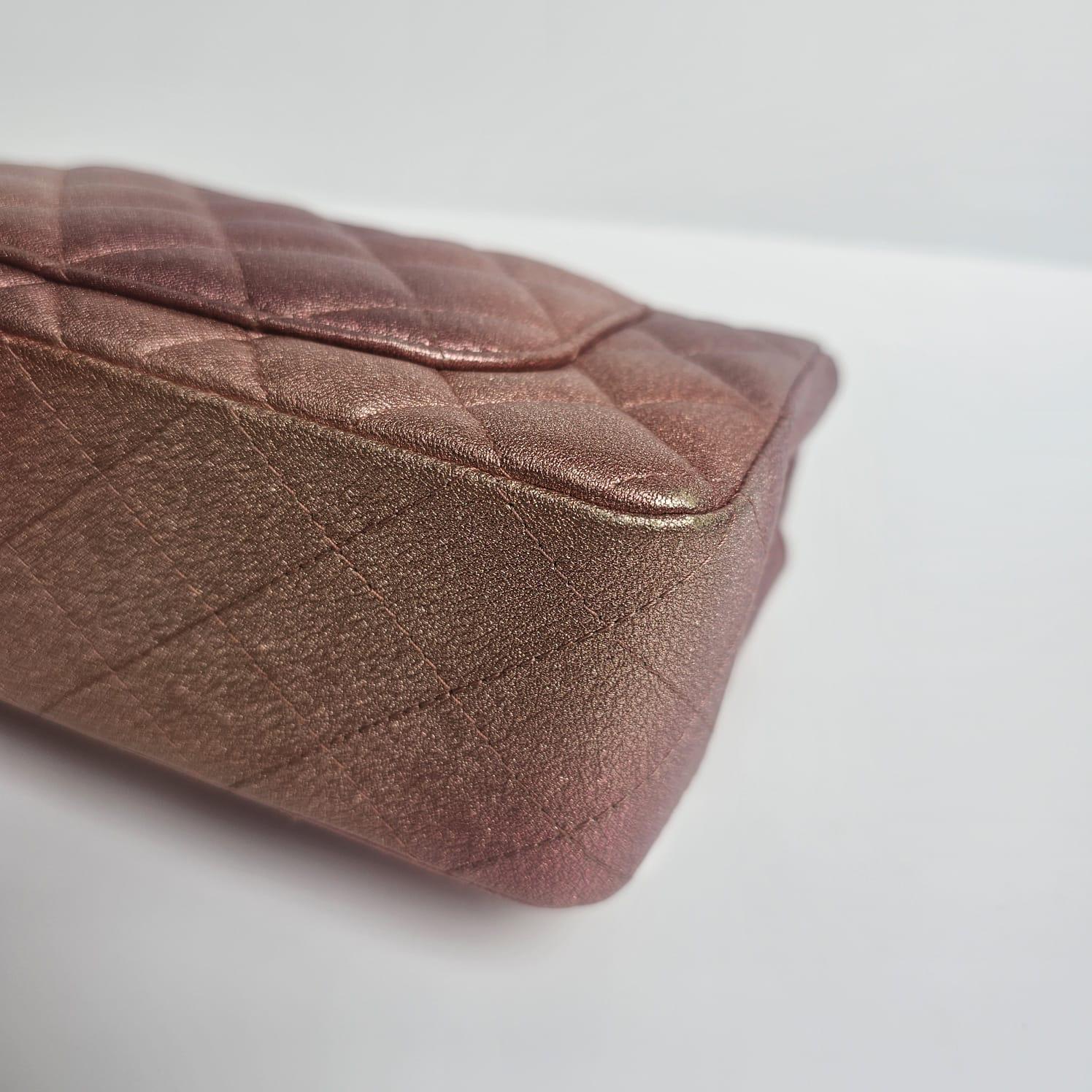 Chanel Glitter Ombre Pink Orange Lambskin Quilted Mini Rectangle Flap Bag For Sale 2