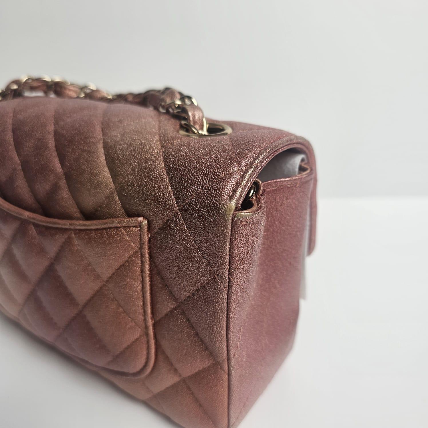 Chanel Glitter Ombre Pink Orange Lambskin Quilted Mini Rectangle Flap Bag For Sale 4