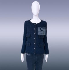 Chanel Globalization Iconic Navy Tweed Jacket 34 FR